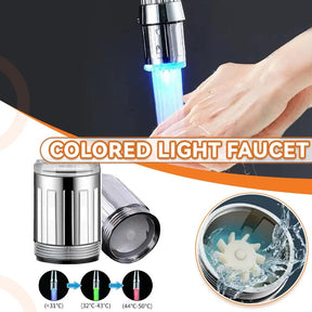 7 cores led torneira de água fluxo luz cozinha banheiro chuveiro torneira do bocal mudança temperatura sensor luz led torneira - Tudo Tem