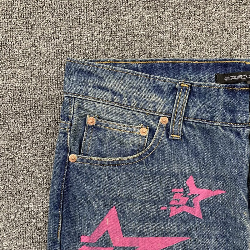 Calça Jeans Sp5der Pink Stars