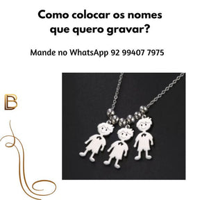 Colar Personalizado de Aço Inoxidável para Toda a Família