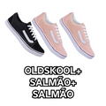 Kit Tênis VANS Skate Old Skool Black White e Rosa  - Unissex - Sola Reta - Confortável