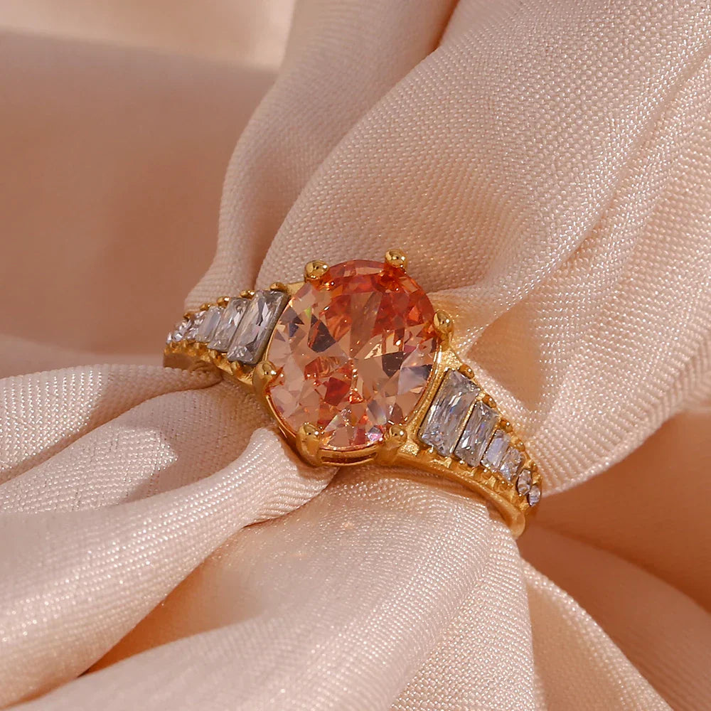 Anel de Luxo Belle com Cristal Champagne