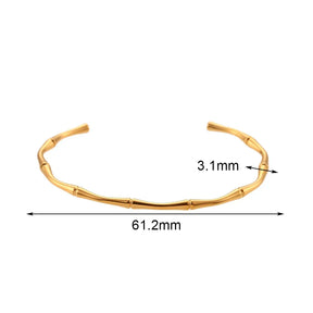 Pulseira Elegante de Bambu em Aço Inoxidável