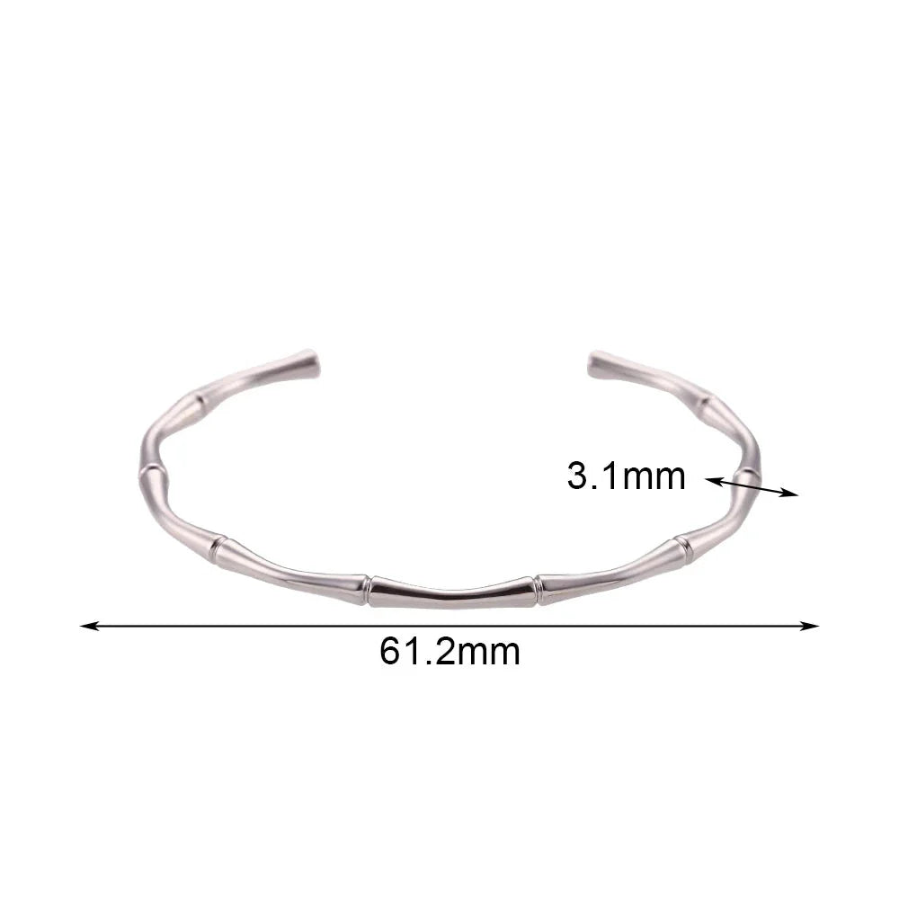 Pulseira Elegante de Bambu em Aço Inoxidável