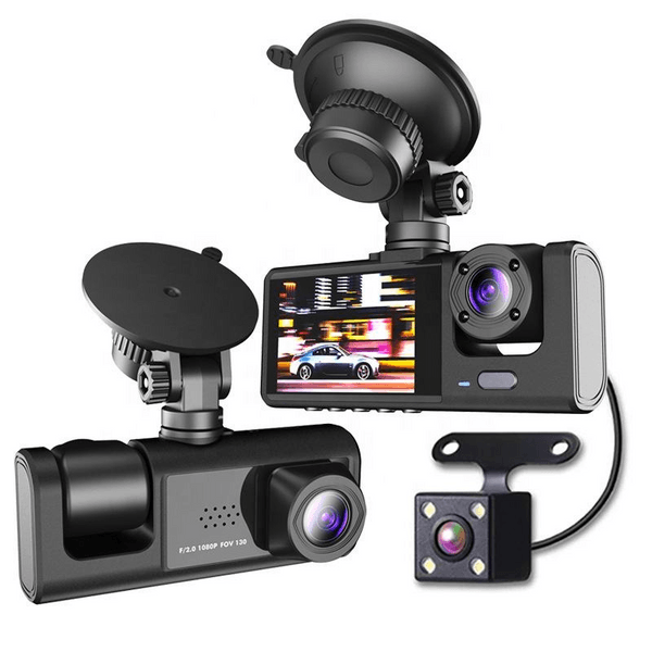 Câmera Segurança Carro Visão Noturna FULL HD 1080P Frontal Cabine e Traseira
