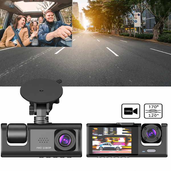 Câmera Segurança Carro Visão Noturna FULL HD 1080P Frontal Cabine e Traseira