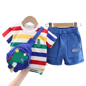 Conjunto Infantil Masculino Dinossauro - Bag Infantil de Brinde