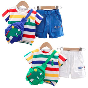 Conjunto Infantil Masculino Dinossauro - Bag Infantil de Brinde