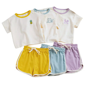 Conjunto Infantil de Verão Feminino Liso