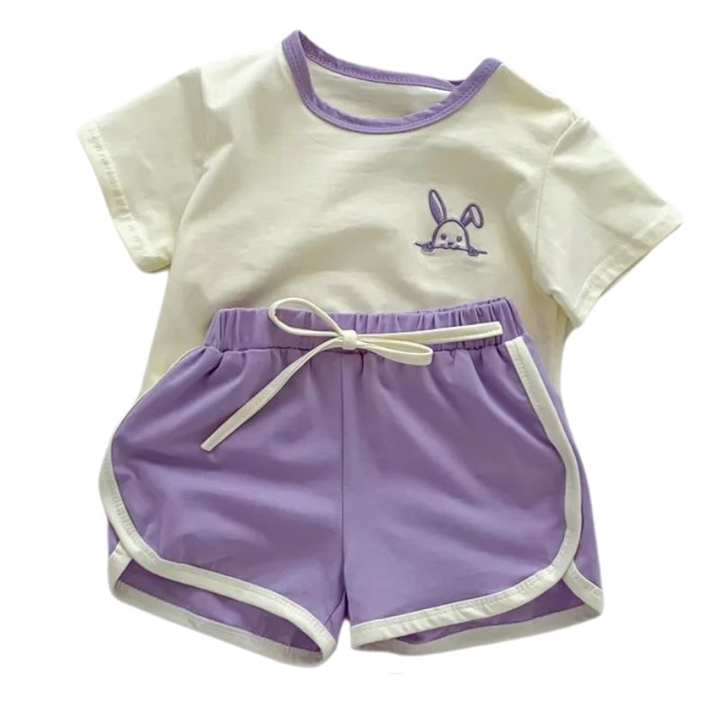 Conjunto Infantil de Verão Feminino Liso