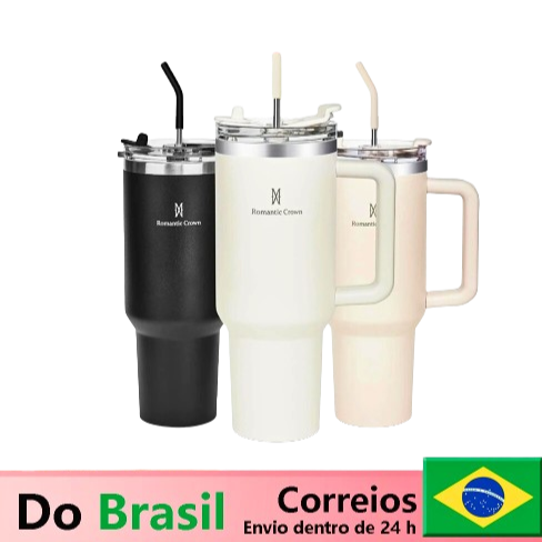 Copo Térmico 1200ml Aço Inoxidável - Garrafa Térmica com Canudo
