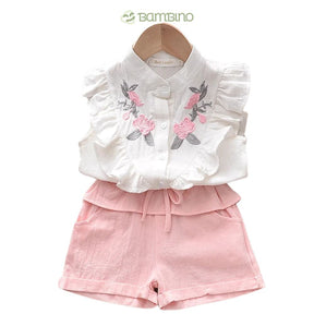 Conjunto Feminino Bordado - Estilo Encantador para Meninas de 3 a 7 Anos