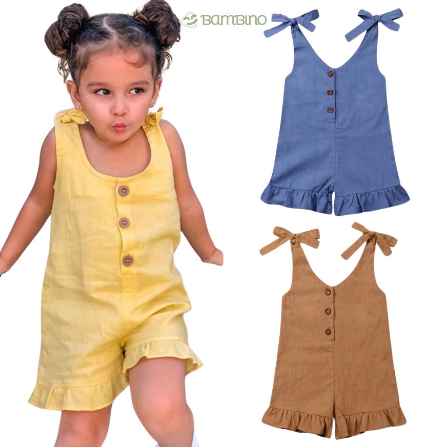 Macacão Linho Curto para Meninas - Estilo Verão
