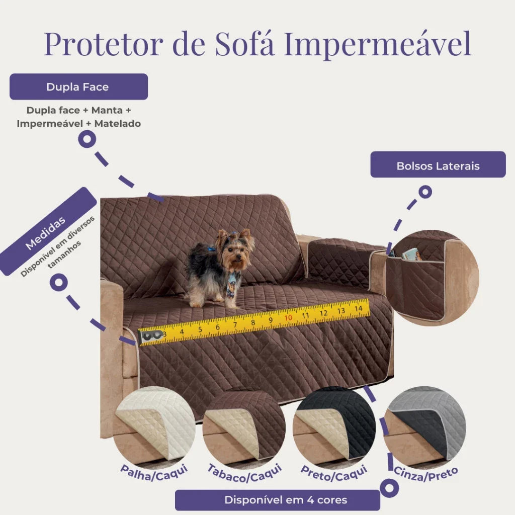 Protetor De Sofá Padrão 4 Lugares Impermeável Dupla Face | SofaProtec 4D™