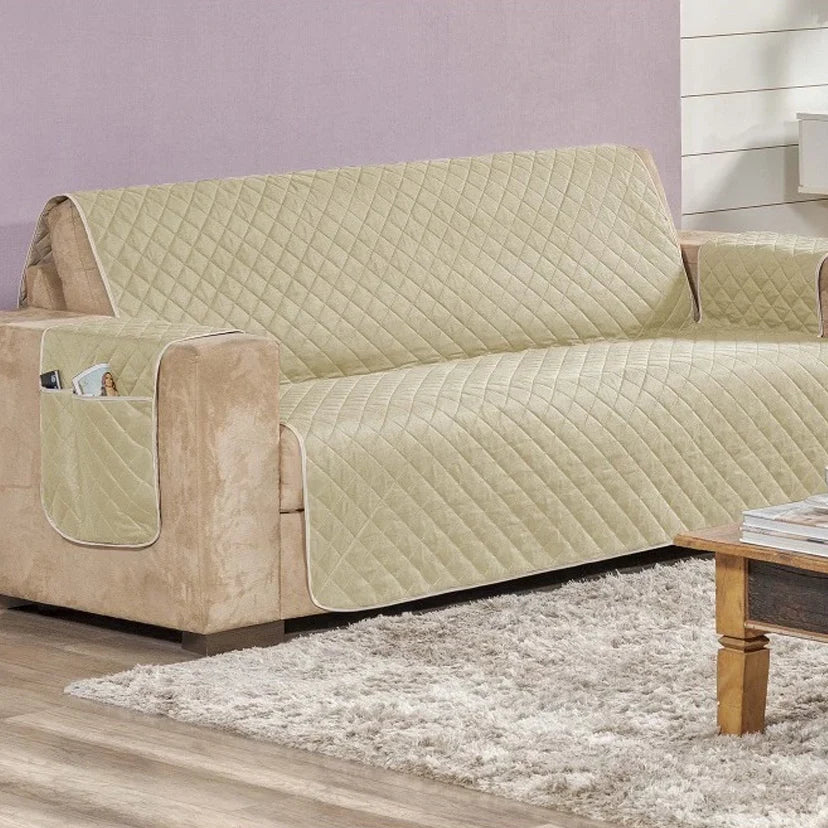 Protetor De Sofá Padrão 4 Lugares Impermeável Dupla Face | SofaProtec 4D™