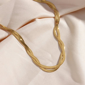 Colar e Pulseira Trançados Banhados a Ouro Burnetts