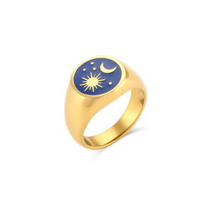 Anel Signet Universo Estrelado