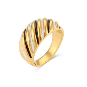 Anel Croissant Esmalte Dourado Hipoalergênico