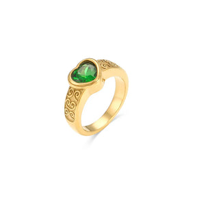 Anel de Coração com Zircônia Banhado a Ouro 18k