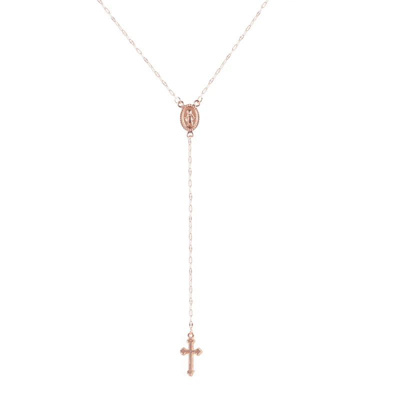Colar Rosário Vintage com Cruz Boêmia para Mulheres