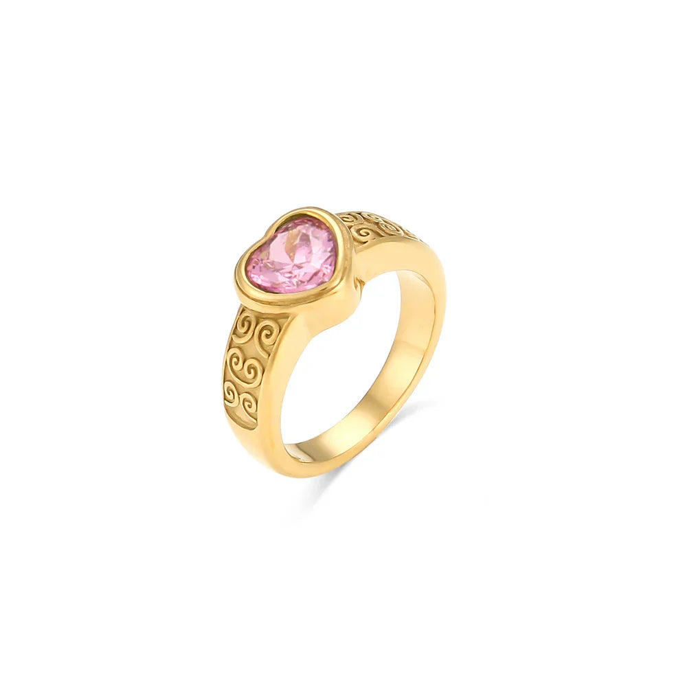 Anel de Coração com Zircônia Banhado a Ouro 18k