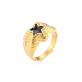 Anel Dourado Estrela com Esmalte Colorido