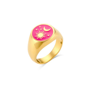 Anel Signet Universo Estrelado
