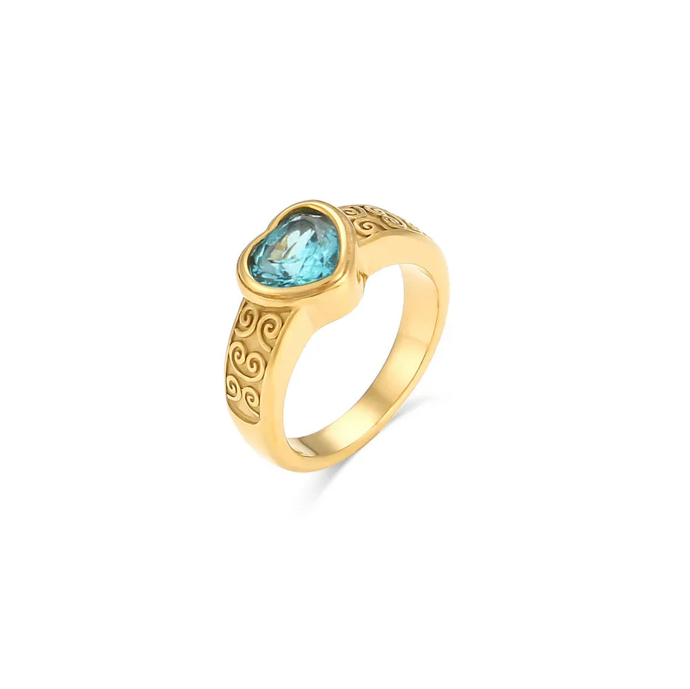 Anel de Coração com Zircônia Banhado a Ouro 18k