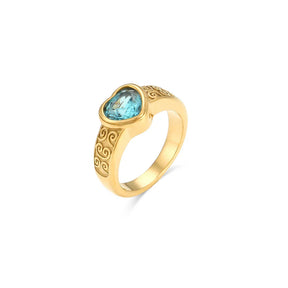 Anel de Coração com Zircônia Banhado a Ouro 18k