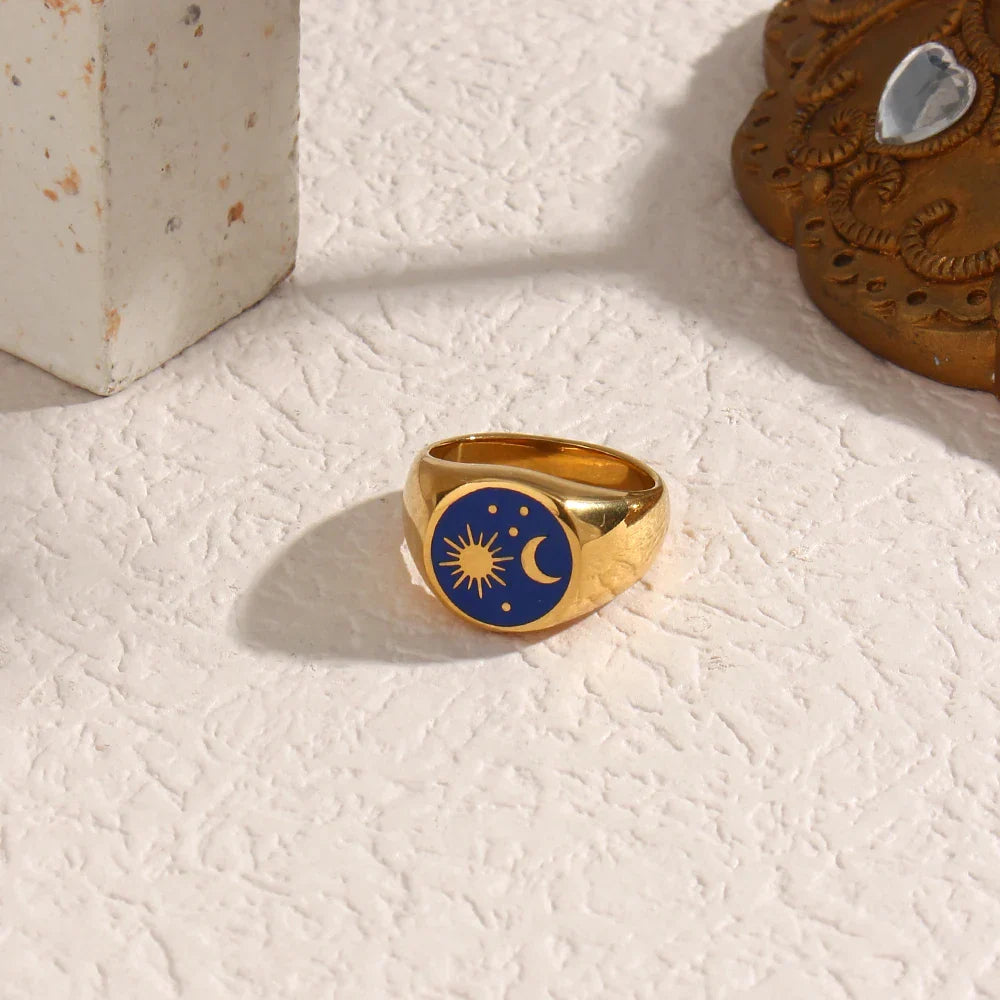 Anel Signet Universo Estrelado