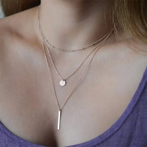 Colar Feminino de Prata 925 com Pingente Triplo Elegante