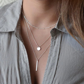 Colar Feminino de Prata 925 com Pingente Triplo Elegante