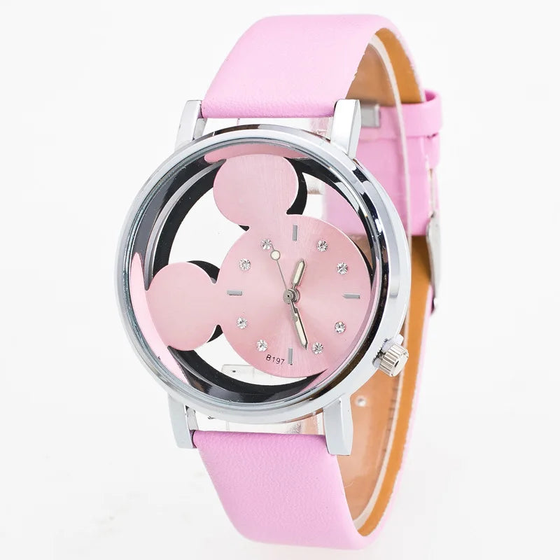 Relógio de quartzo nostalgic Minnie Mouse – Pulseira rosa