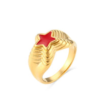 Anel Dourado Estrela com Esmalte Colorido
