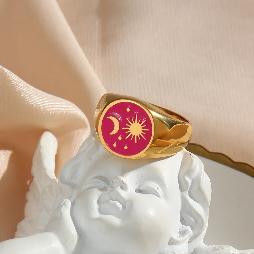 Anel Signet Universo Estrelado