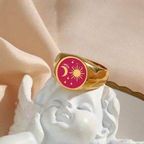 Anel Signet Universo Estrelado