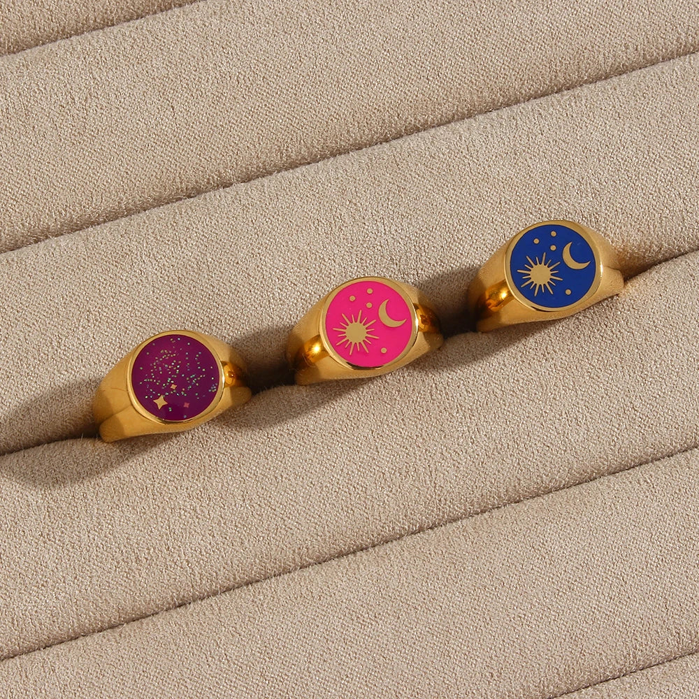 Anel Signet Universo Estrelado