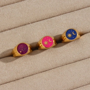 Anel Signet Universo Estrelado