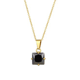 Colar Pingente Quadrado de Zircônia Preto e Branco