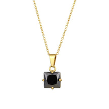 Colar Pingente Quadrado de Zircônia Preto e Branco