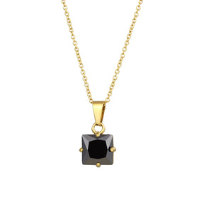 Colar Pingente Quadrado de Zircônia Preto e Branco