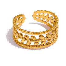 Anel Folhas de Ouro 18K +
