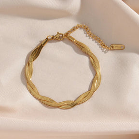 Colar e Pulseira Trançados Banhados a Ouro Burnetts