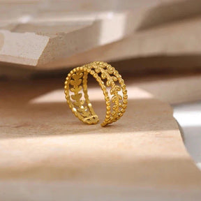 Anel Folhas de Ouro 18K +