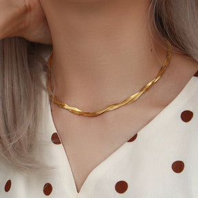 Colar e Pulseira Trançados Banhados a Ouro Burnetts