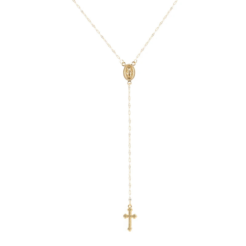 Colar Rosário Vintage com Cruz Boêmia para Mulheres