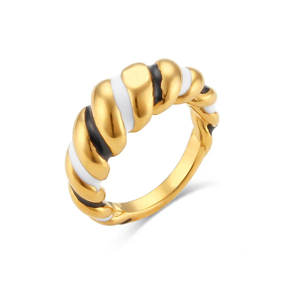 Anel Croissant Esmalte Dourado Hipoalergênico