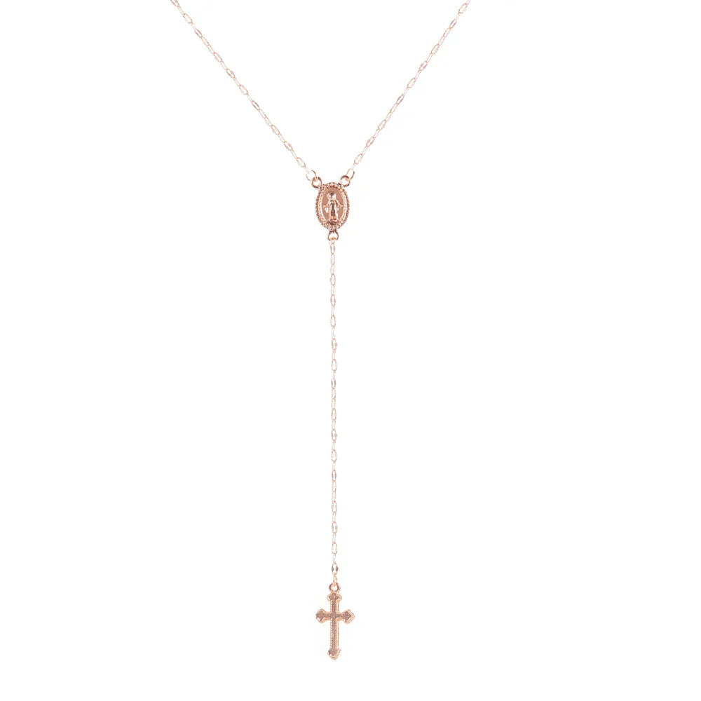 Colar Rosário Vintage com Cruz Boêmia para Mulheres