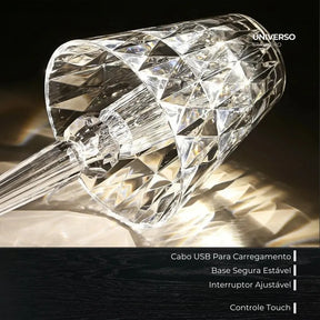 Luminária de Mesa LED Diamante 3 em 1 Sem Fio - Minz