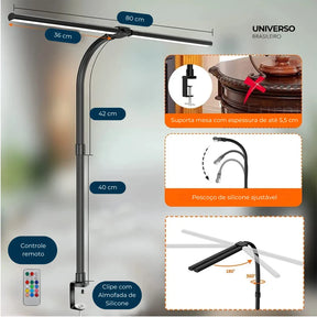 Luminária de Mesa LED Escritório Flexível Alumínio - Minz