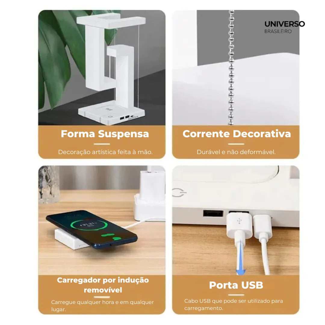 Luminária de Mesa com Carregador por Indução - Minz